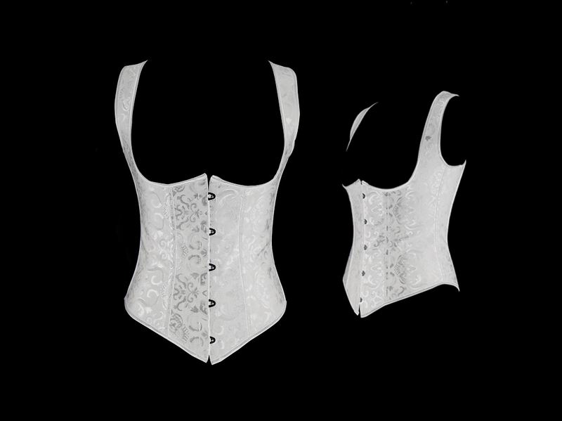 White Pattern Bridal Wedding Waistcoat Corset